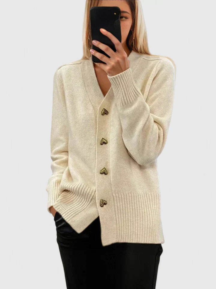 Damen Strickcardigan mit Eleganter Herzknopfleiste | Weich, Feminin & Perfekt für den Alltag