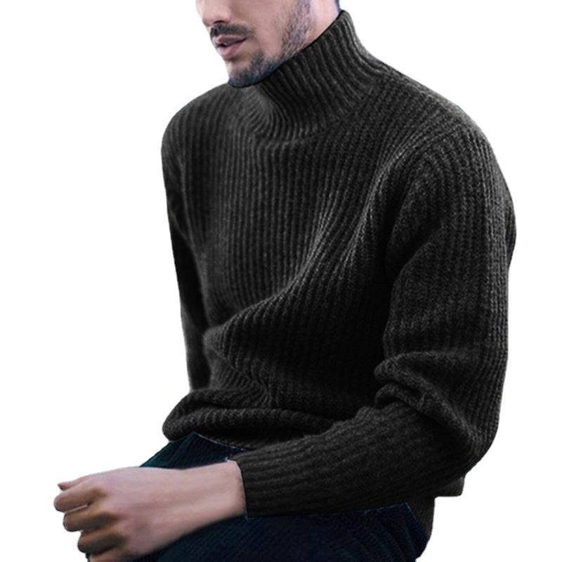 Herren Strickpullover mit hohem Kragen | Feines Rippmuster | Warm & Stilvoll