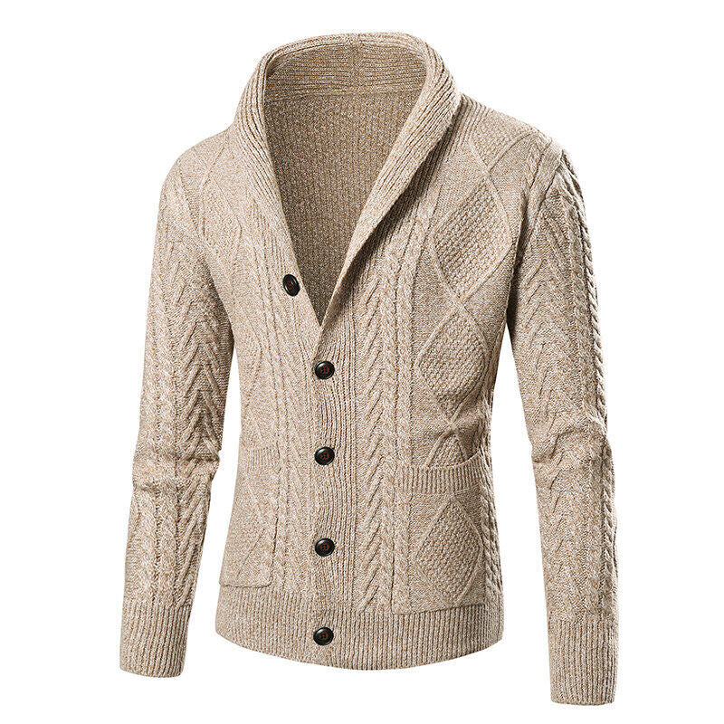 Herren Strickcardigan | Modernes Zopfmuster & Aufgesetzte Taschen für Stil & Komfort