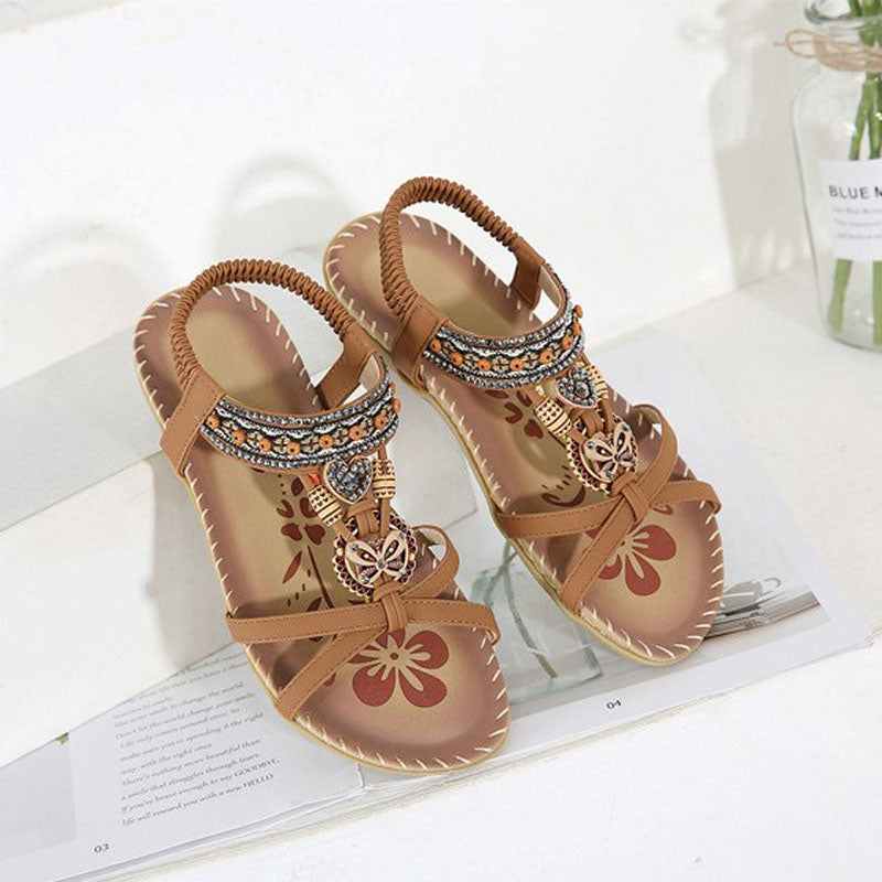 Hester | Sommerliche Boho Damen Sandalen mit Elastikriemen & Slip-On Komfort – Ideal für Strand & Alltag