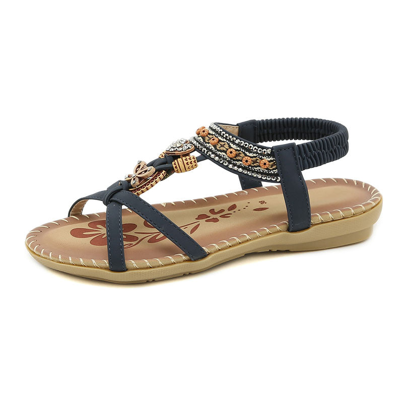 Hester | Sommerliche Boho Damen Sandalen mit Elastikriemen & Slip-On Komfort – Ideal für Strand & Alltag