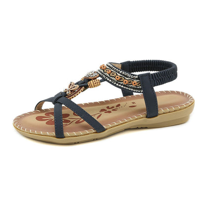 Hester | Sommerliche Boho Damen Sandalen mit Elastikriemen & Slip-On Komfort – Ideal für Strand & Alltag
