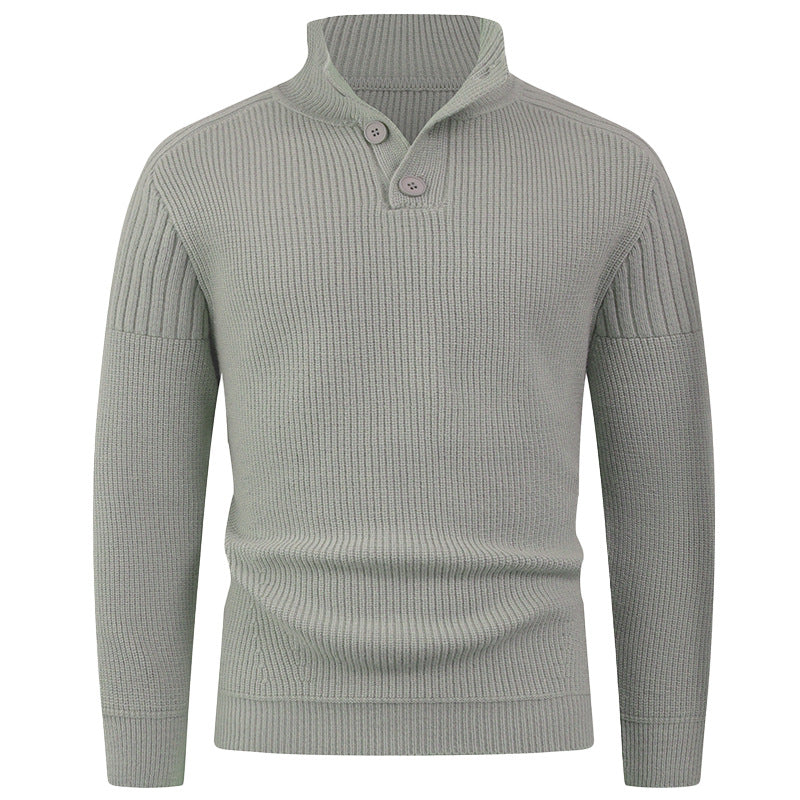 High Collar Herren Pullover | Modern & Stylisch | Knopfdetails für Komfort & Wärme
