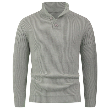 High Collar Herren Pullover | Modern & Stylisch | Knopfdetails für Komfort & Wärme