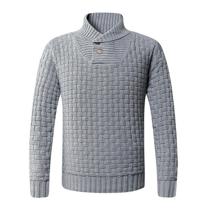 Men's Knit Sweater | Moderner Schalkragen & Knopfdetails | Stilvoll & Komfortabel