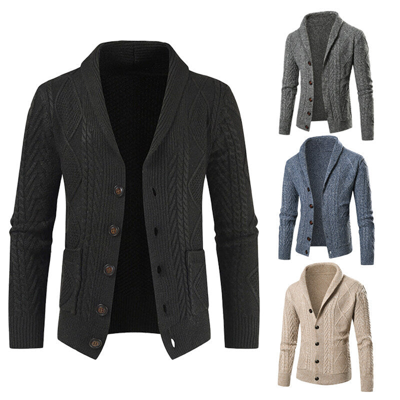 Herren Strickcardigan | Modernes Zopfmuster & Aufgesetzte Taschen für Stil & Komfort