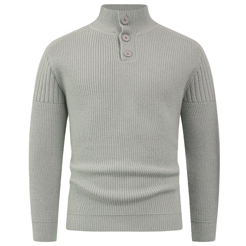 High Collar Herren Pullover | Modern & Stylisch | Knopfdetails für Komfort & Wärme