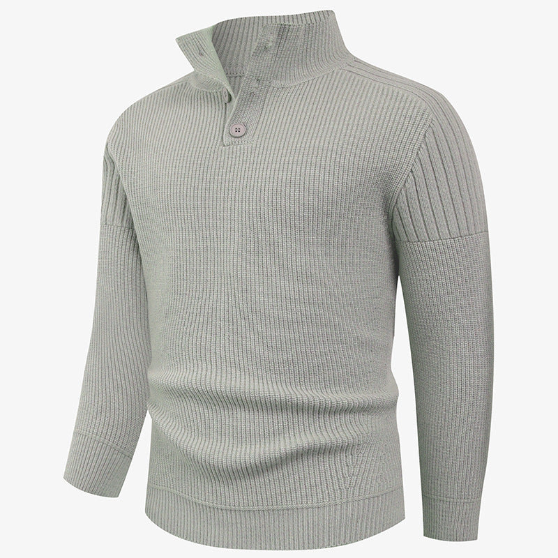 High Collar Herren Pullover | Modern & Stylisch | Knopfdetails für Komfort & Wärme