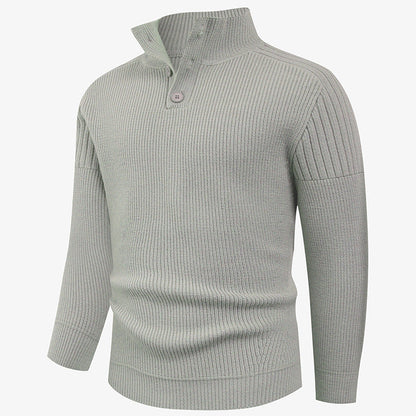 High Collar Herren Pullover | Modern & Stylisch | Knopfdetails für Komfort & Wärme