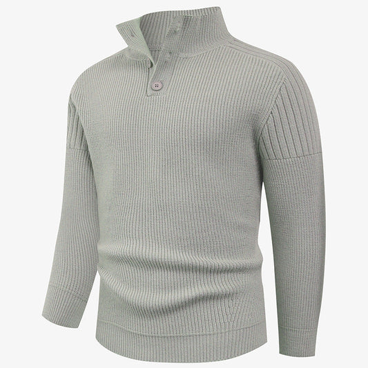 High Collar Herren Pullover | Modern & Stylisch | Knopfdetails für Komfort & Wärme