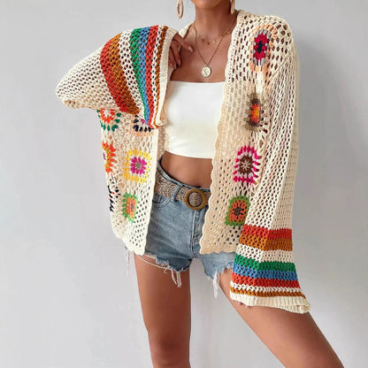 Schmina | Crochet Cardigan mit Blumenmuster & Weiten Ärmeln für Damen