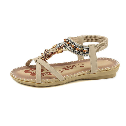 Hester | Sommerliche Boho Damen Sandalen mit Elastikriemen & Slip-On Komfort – Ideal für Strand & Alltag