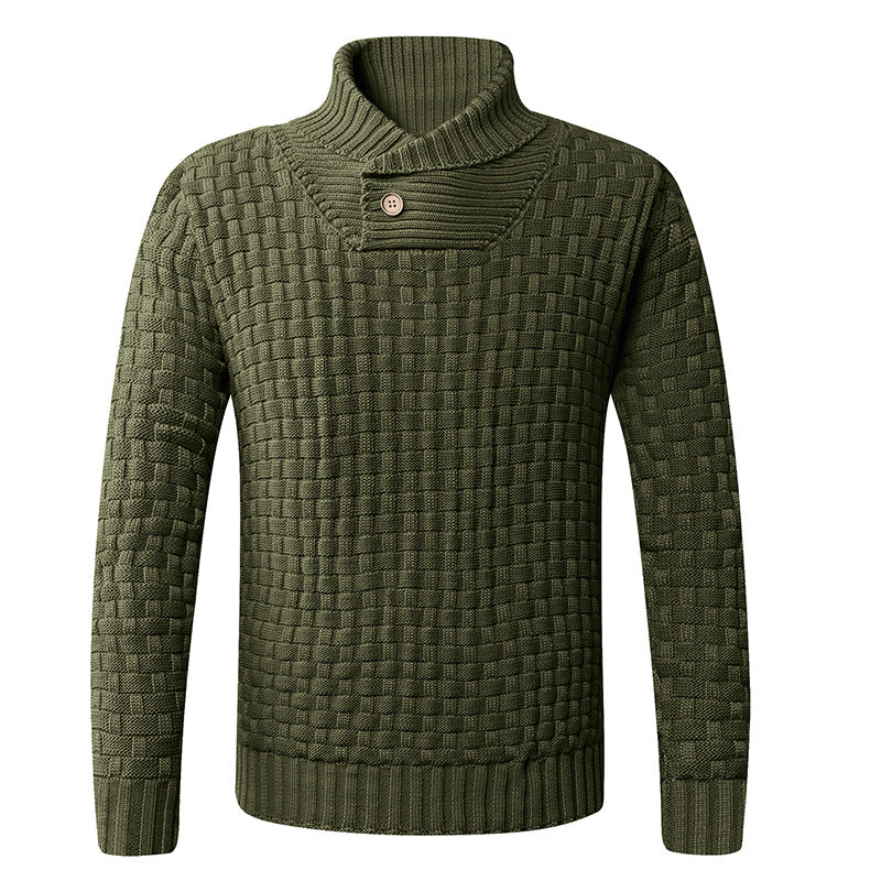 Men's Knit Sweater | Moderner Schalkragen & Knopfdetails | Stilvoll & Komfortabel