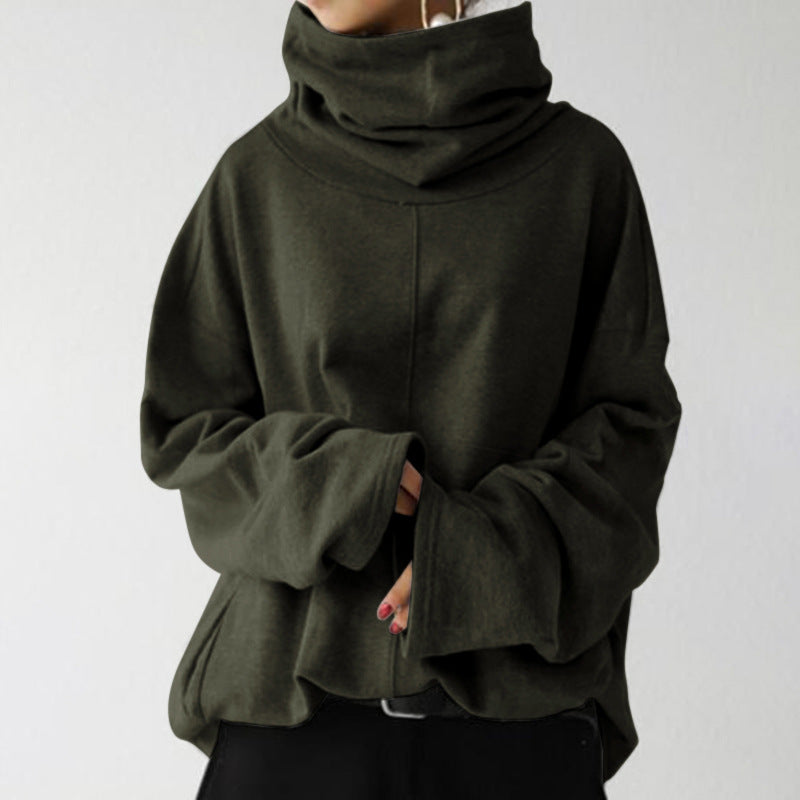 Damen Oversize Sweatshirt mit hohem Kragen | Warm & Lässig