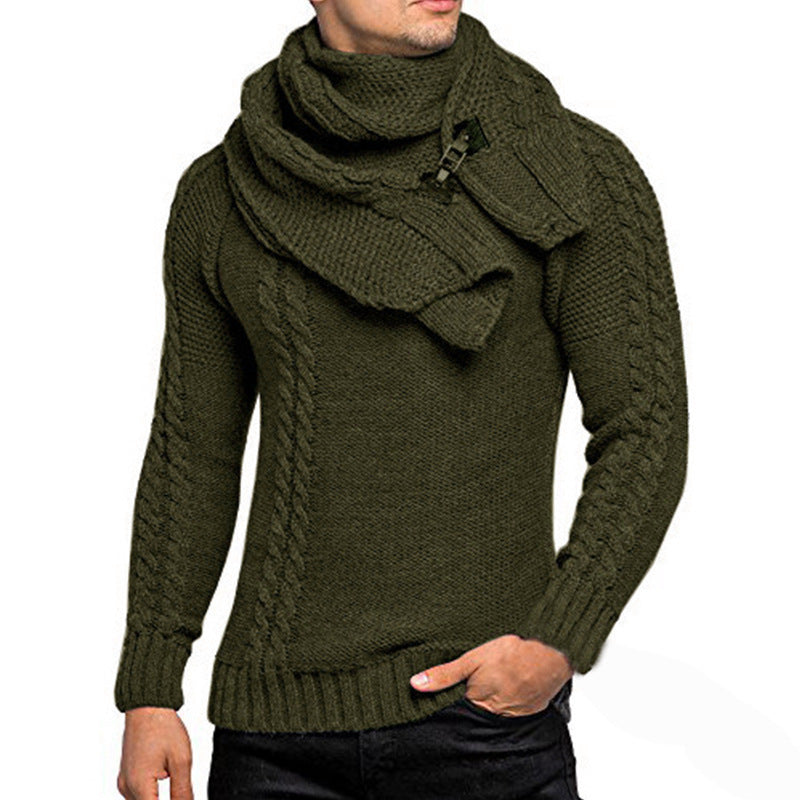 Herren Strickpullover mit Schal | Warm, Stilvoll und Komfortabel für Kühle Tage