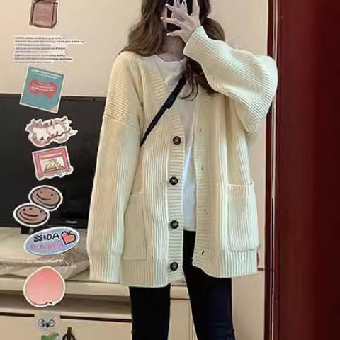 Damen Strickcardigan | Knopfleiste & Offene Taschen | Eleganter Strick