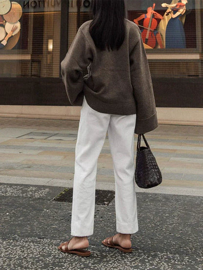 Jessamy | Damen Oversized Cardigan mit V-Ausschnitt & Knopfverschluss