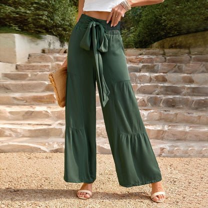 Astoria | Damen Hose mit hohem Bund, Bindegürtel & weitem Bein – Musterhose im lässigen Sommerstil