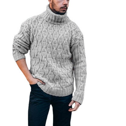 Herren Grobstrickpullover | Hoher Kragen & Strukturiertes Zopfdesign | Warm & Stilvoll