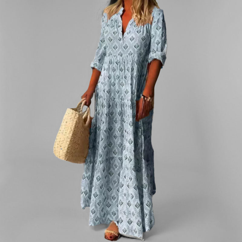 Damen Maxikleid aus Baumwolle – Luftig, Vintage-Stil & Komfortabel