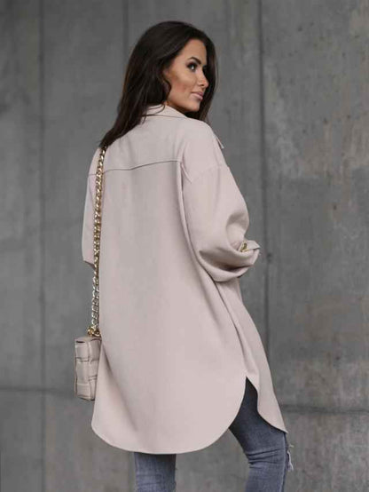 Diorra | Damen Übergangsjacke mit Reverskragen und Knopfleiste im Longshirt-Stil