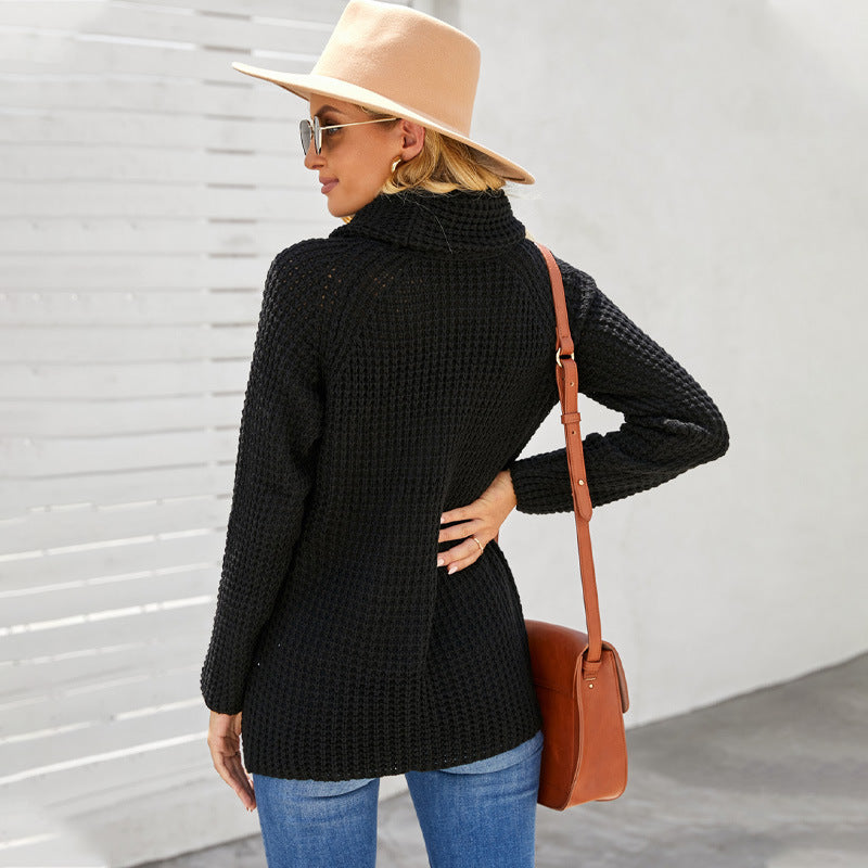 Milandra | Damen Strickpullover, Relaxed Fit mit asymmetrischem Oversize-Design & Rollkragen