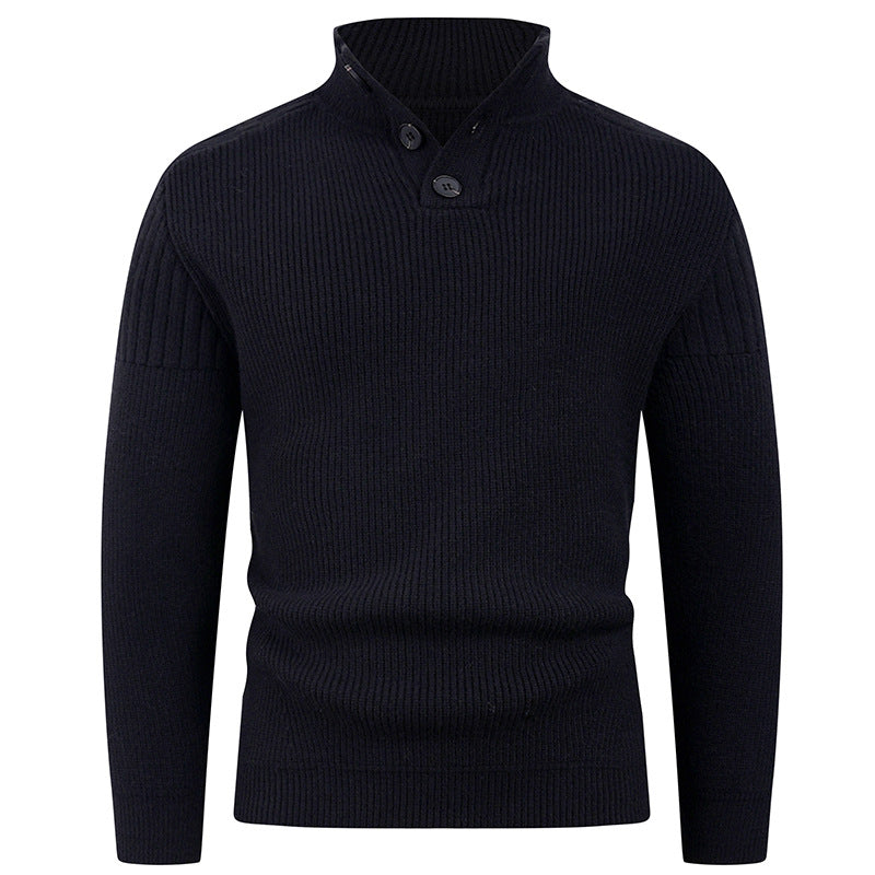 High Collar Herren Pullover | Modern & Stylisch | Knopfdetails für Komfort & Wärme