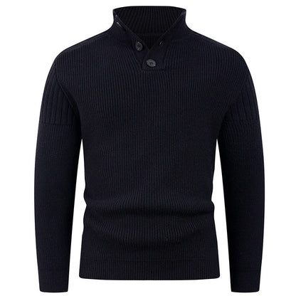 High Collar Herren Pullover | Modern & Stylisch | Knopfdetails für Komfort & Wärme