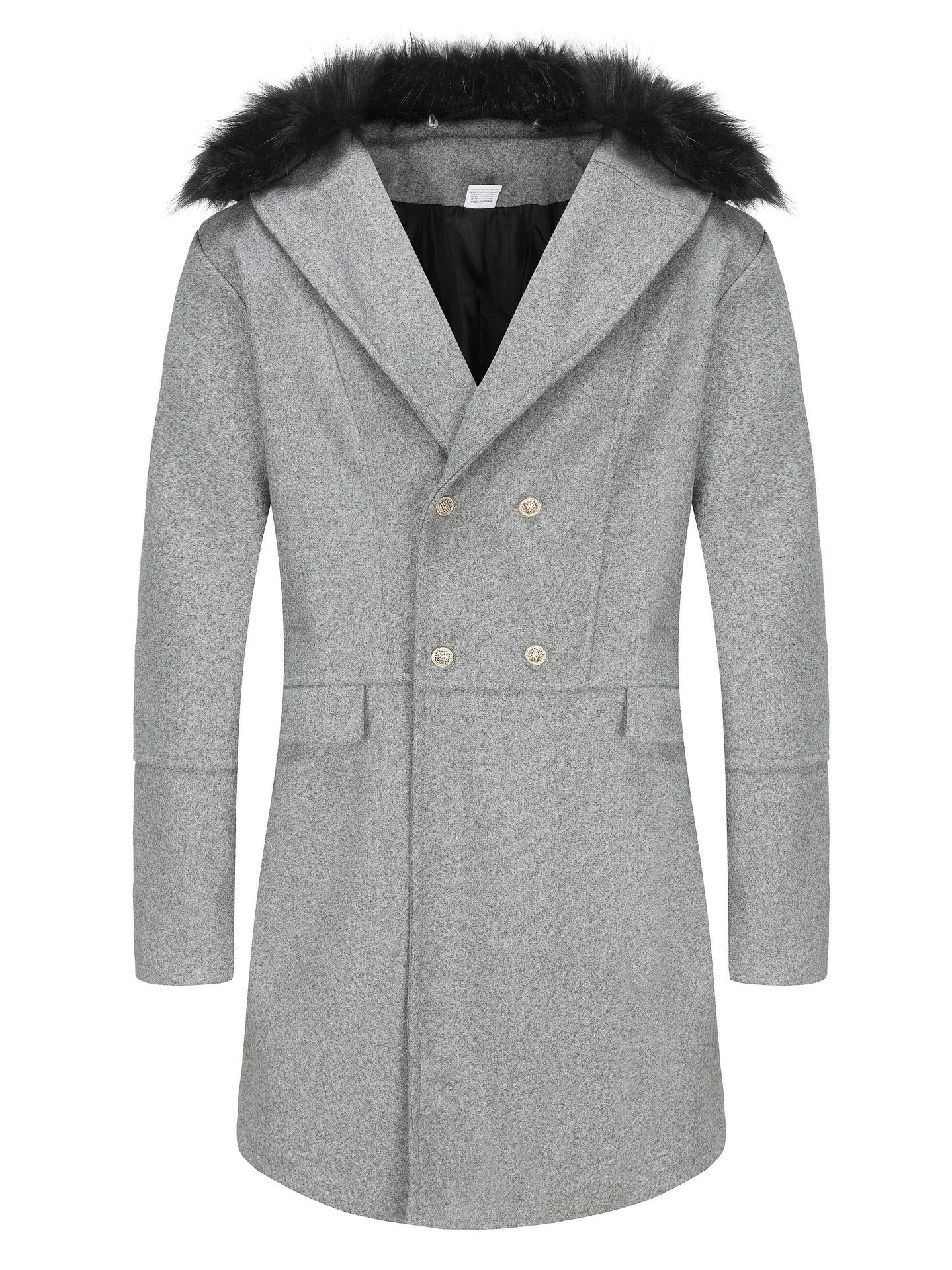 Jordan | Herren Wollmantel mit Oversized Fit, Doppelreiher & Fellkragen