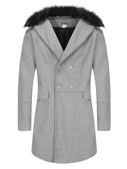 Jordan | Herren Wollmantel mit Oversized Fit, Doppelreiher & Fellkragen