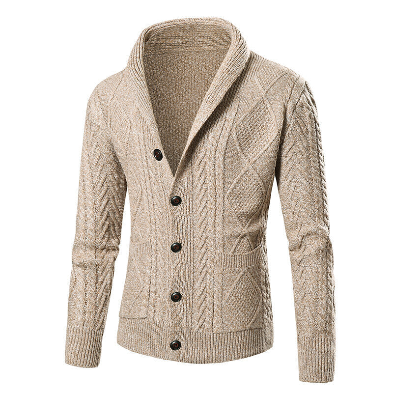 Herren Strickcardigan | Modernes Zopfmuster & Aufgesetzte Taschen für Stil & Komfort