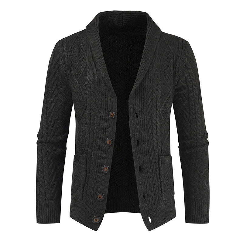 Herren Strickcardigan | Modernes Zopfmuster & Aufgesetzte Taschen für Stil & Komfort