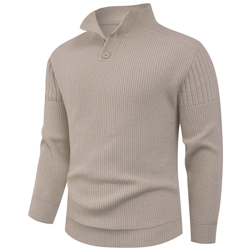 High Collar Herren Pullover | Modern & Stylisch | Knopfdetails für Komfort & Wärme
