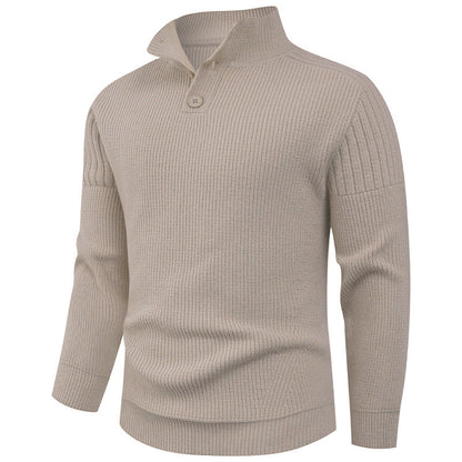 High Collar Herren Pullover | Modern & Stylisch | Knopfdetails für Komfort & Wärme