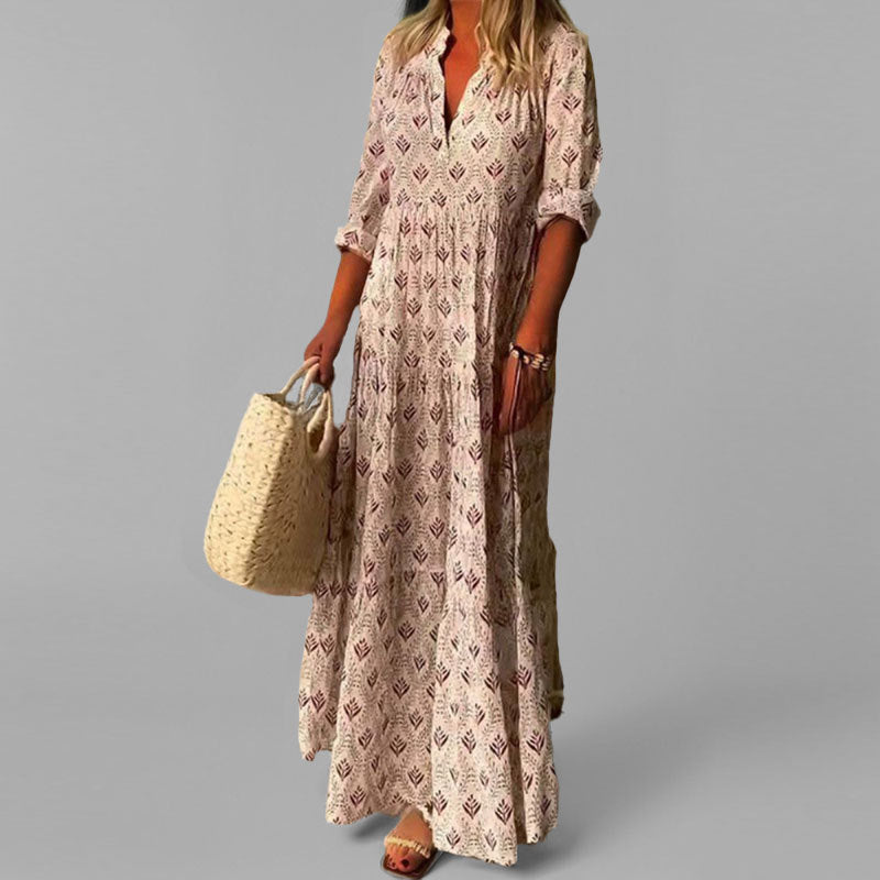 Damen Maxikleid aus Baumwolle – Luftig, Vintage-Stil & Komfortabel