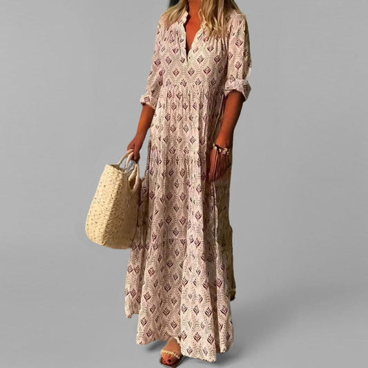 Damen Maxikleid aus Baumwolle – Luftig, Vintage-Stil & Komfortabel