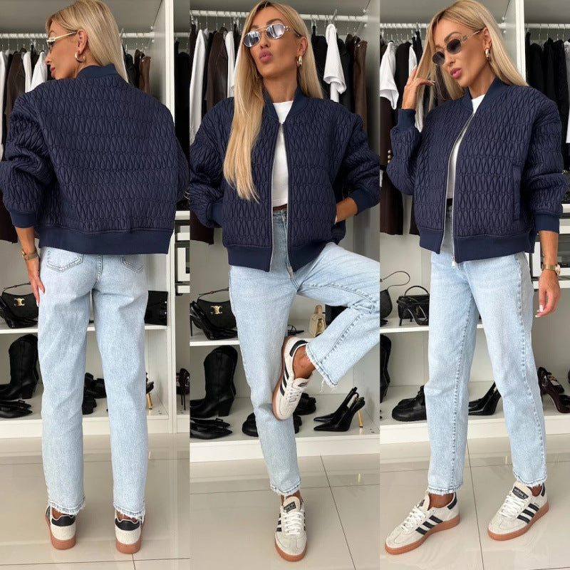 Cleora | Damen Stepp Bomberjacke leicht mit Reißverschluss