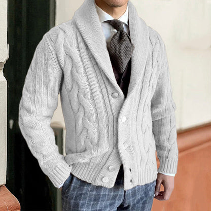 Herren Grobstrickjacke | Elegantes Zopfdesign & Moderner Kragen | Warm & Stilvoll