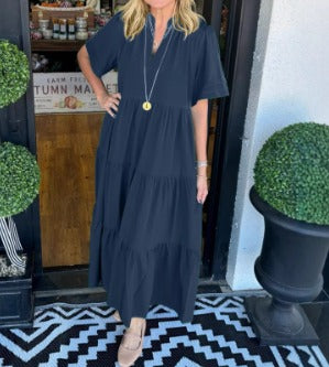 Elissa | Sommerliches Maxi Kleid mit V-Ausschnitt | Luftig, Locker & Elegant für Damen