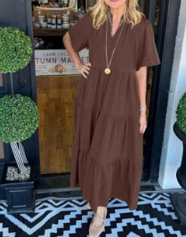 Elissa | Sommerliches Maxi Kleid mit V-Ausschnitt | Luftig, Locker & Elegant für Damen