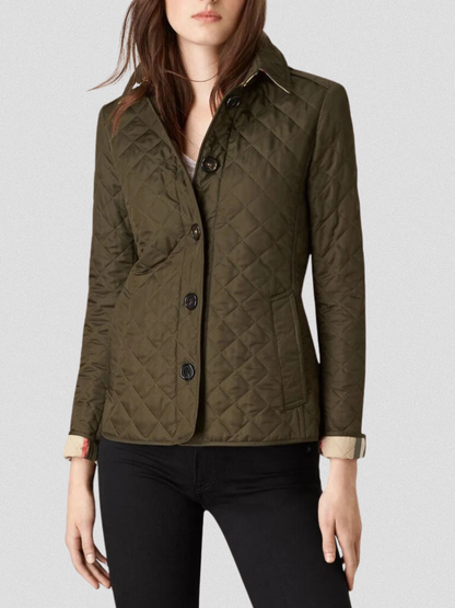 Gestepfte Damen Übergangsjacke mit Taillenriegel | Modern & Figurschmeichelnd
