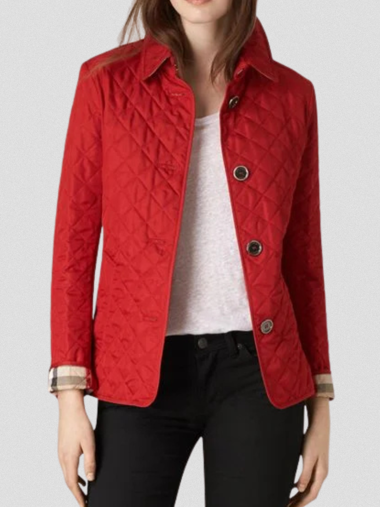 Gestepfte Damen Übergangsjacke mit Taillenriegel | Modern & Figurschmeichelnd