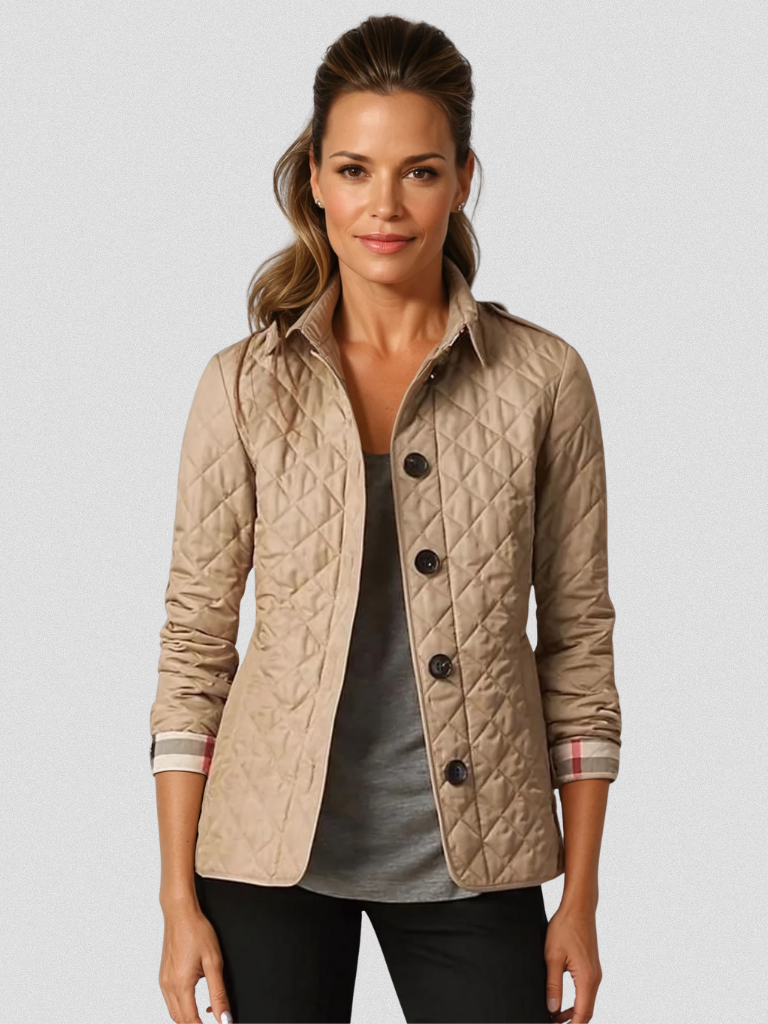 Gestepfte Damen Übergangsjacke mit Taillenriegel | Modern & Figurschmeichelnd