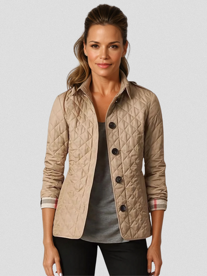 Gestepfte Damen Übergangsjacke mit Taillenriegel | Modern & Figurschmeichelnd