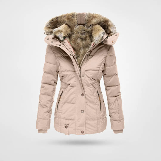 Cressielle | Damen Winterjacke mit Fellfutter und Kapuze, elegant & warm