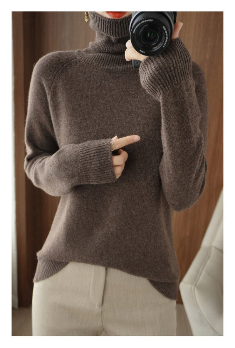 Renlora | Damen Rollkragenpullover Strick – Eleganter Feinstrickpullover in Einfarbigem Design für Herbst & Winter
