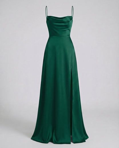 Damen Maxikleid – Elegantes Kleid mit Schlitz & geflochtenem Rücken