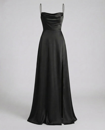 Damen Maxikleid – Elegantes Kleid mit Schlitz & geflochtenem Rücken