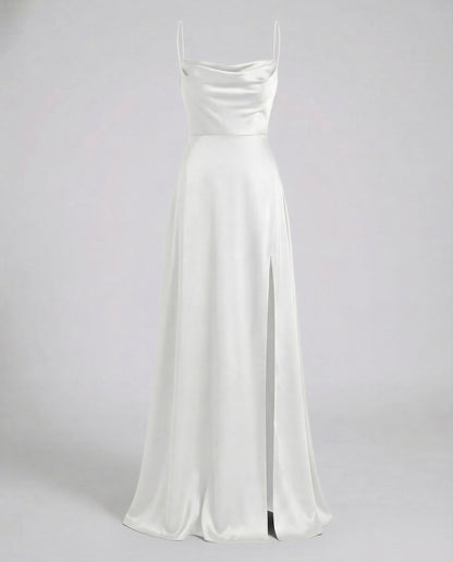 Damen Maxikleid – Elegantes Kleid mit Schlitz & geflochtenem Rücken
