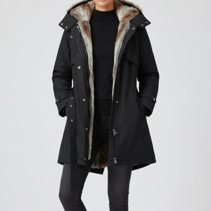 Damen Parka mit Kapuze & Taillengürtel | Warmer Wintermantel für Stadt & Outdoor